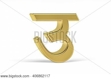 Golden Indian Letter - 3d Indian Letter On White Background - Translation: Letter 