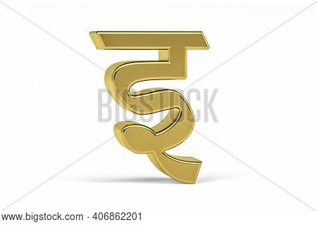 Golden Indian Letter - 3d Indian Letter On White Background - Translation: Letter 