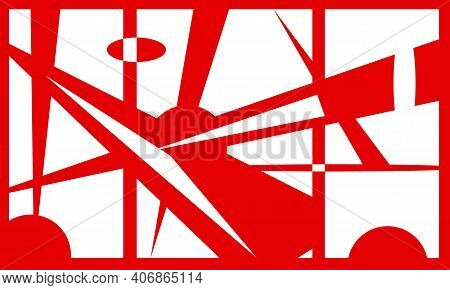Abstract Background Red And White Shapes For Interior