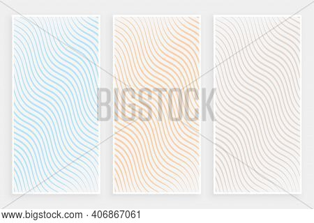 Subtle Minimalist Curvy Flowing Lines Pattern Banners Set
