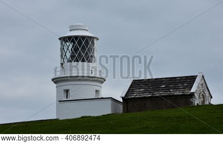 Tower Lighthouse At St Bees Head In England.