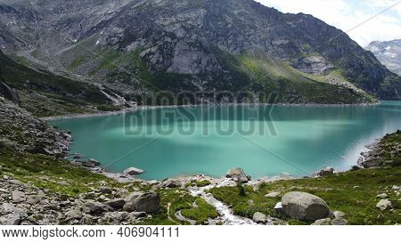 Beautiful Mountain Lake Gelmersee In Bern Switzerland