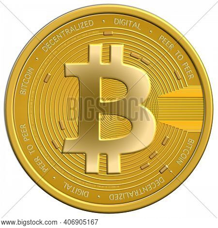 Visualization Of Bitcoin Gold Coin. Decentralized Market.