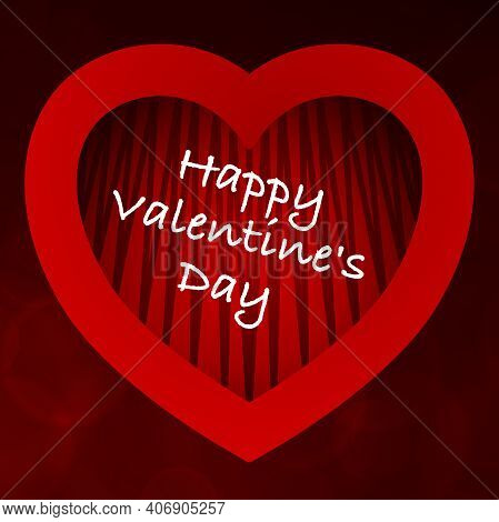 Red Valentine Hearts. Valentine`s Day Red Abstract Background With Bokeh Effect. Beautiful Red Backg