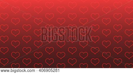 Red Valentine Hearts. Valentine`s Day Red Abstract Background. Beautiful Red Background.