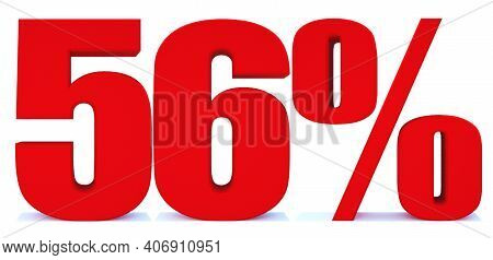 56 Percent Off 3d Sign On White Background, Special Offer 56% Discount Tag, Sale Up To 56 Percent Of
