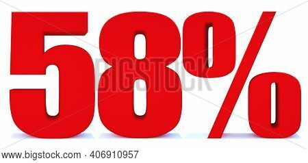 58 Percent Off 3d Sign On White Background, Special Offer 58% Discount Tag, Sale Up To 58 Percent Of