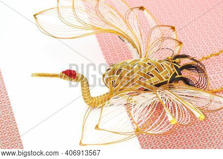 Mizuhiki By Japanese Culture. Bird Crane Is Decorative Japanese Cord Made From Twisted Paper
