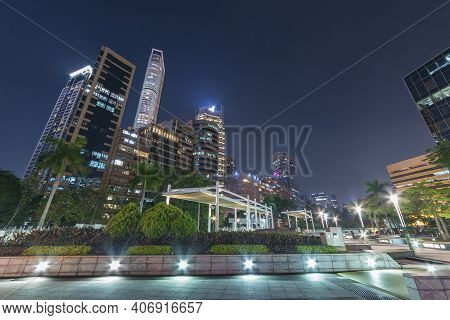 Midtown Of Hong Kong Ciity At Night