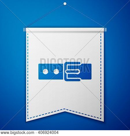 Blue Collar With Name Tag Icon Isolated On Blue Background. Simple Supplies For Domestic Animal. Cat