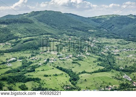 View From Lookout Tower Haj, Nova Bana, Slovak Republic. Travel Destination.