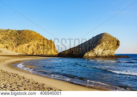Monsul Beach. Sea Landscape, Cabo De Gata Nijar Natural Park, Province Almeria, Andalusia, Spain. Na