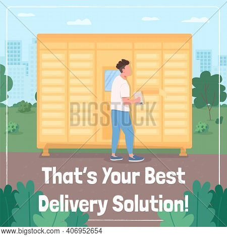 Lockdown Delivery Social Media Post Mockup. That Your Best Delivery Solution Phrase. Web Banner Desi
