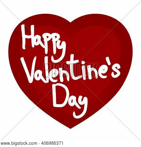 Big Red Valentine`s Day Heart With The Inscription Happy Valentine's Day