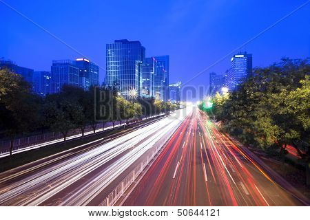 Traffic In City At Night