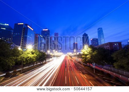 Modern Cityscape In Beijing At Dusk