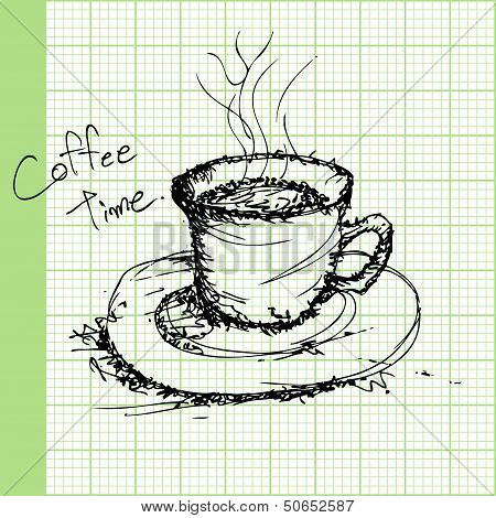Draw Sketches Of Coffee On Graph Paper Ector.eps