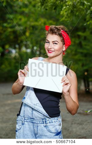 Pin-up Girl And Copyspace