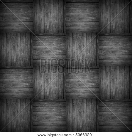 Chequered Pattern Wooden Black Background
