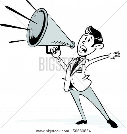 Vintage Megaphone Man