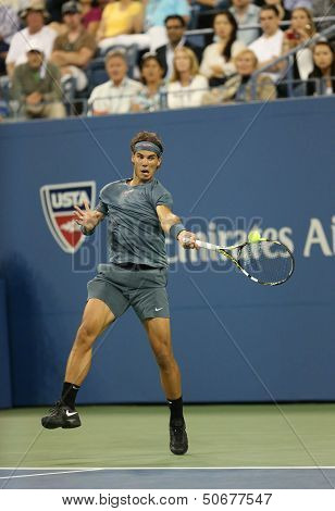Twelve times Grand Slam champion Rafael Nadal during his second round match at US Open 2013