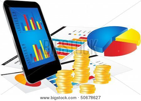 Business Concept With Smartphone And Graphs