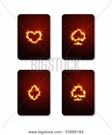 Playing card suits on fire