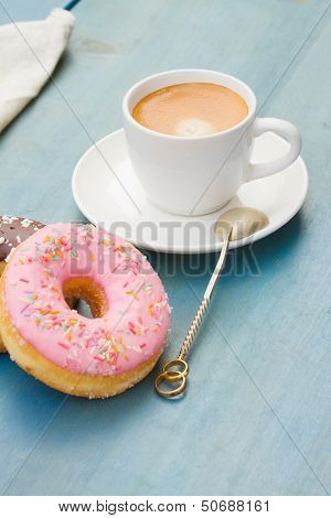 donuts with black  espresso coffee