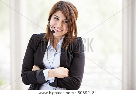 Cute call center representative