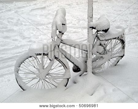 Bicycle in the snow