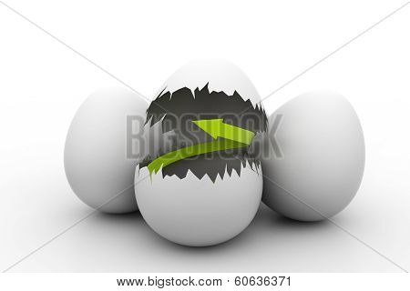 Business graph with open egg