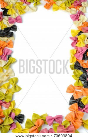 Frane from multicolored farfalle pasta