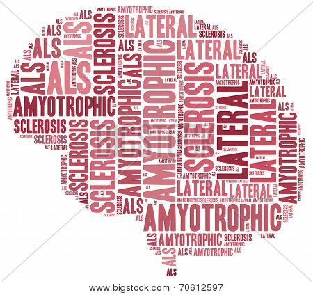 Als. Word Cloud Illustration Brain Disease Related.