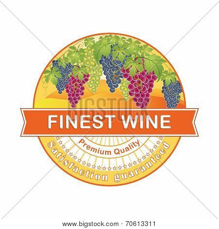 Premium Quality; Finest Wine rubber stamp with grapes