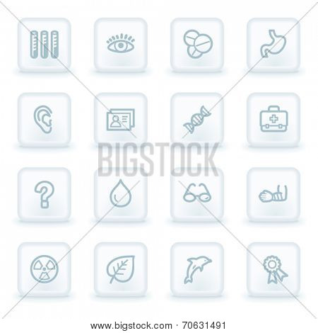 Medicine web icon set 2,  white square buttons