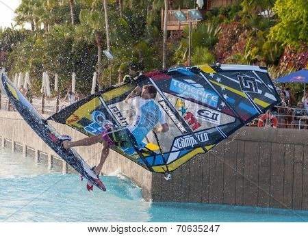 Windsurfing session in Siam park. PWA2014 Tenerife