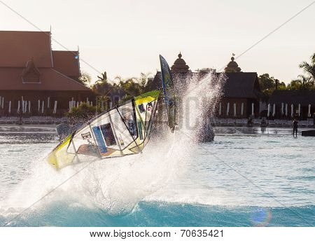 Windsurfing session in Siam park. PWA2014 Tenerife