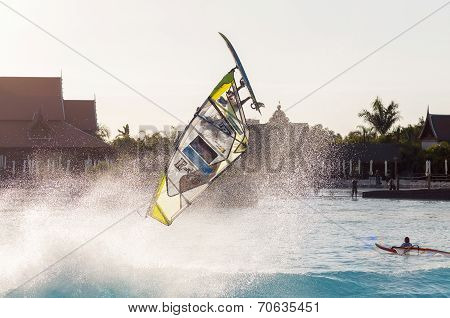 Windsurfing session in Siam park. PWA2014 Tenerife