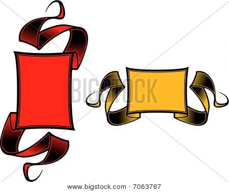 Vignette di vettore rosso e giallo con nastri