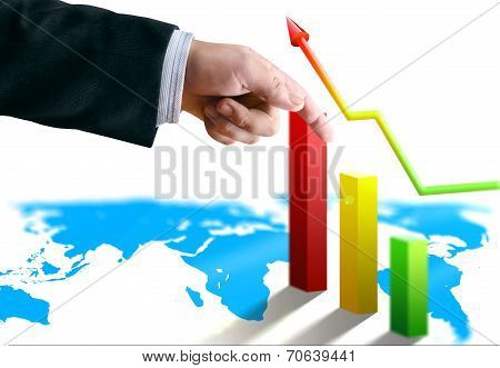 businessman hand with finance banks economy