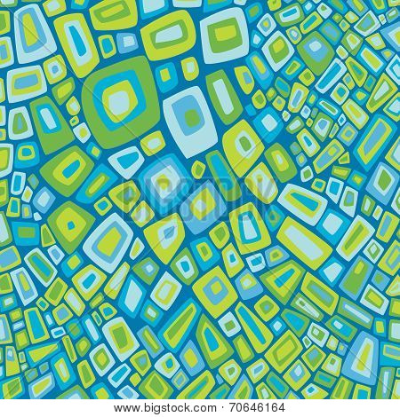 Blue & Green Abstract Shapes against a Dark Turquoise Background