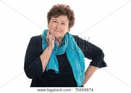 Portrait Of Senior Woman Isolated Woman Isolated Over White.