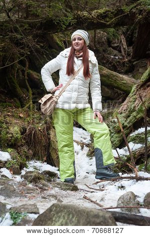 Woman Near A Mountain Trails