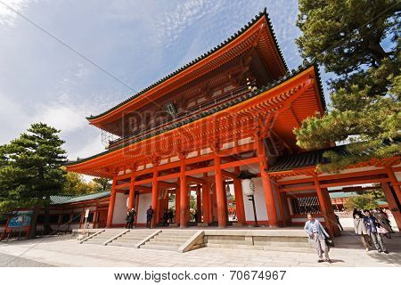 KYOTO, JAPAN - APRIL 19th : Heian Jingu Shrine is one of the famous shrine in Kyoto,  Japan. on 19th April 2014.