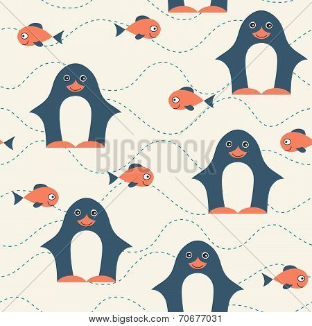 Penguin Seamless Pattern.