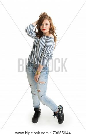 Girl in a striped vest