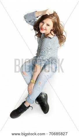 Girl in a striped vest