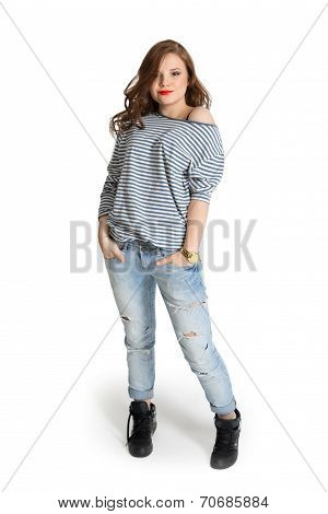 Girl in a striped vest