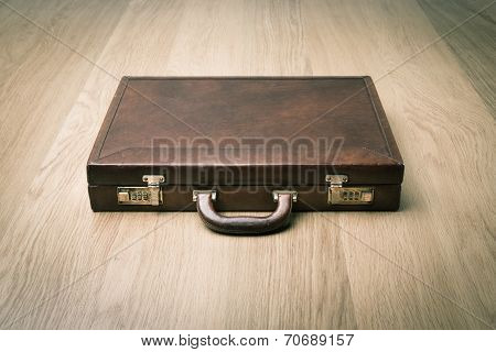 Leather Briefcase On The Floor