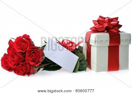 Beautiful Red Roses And Present